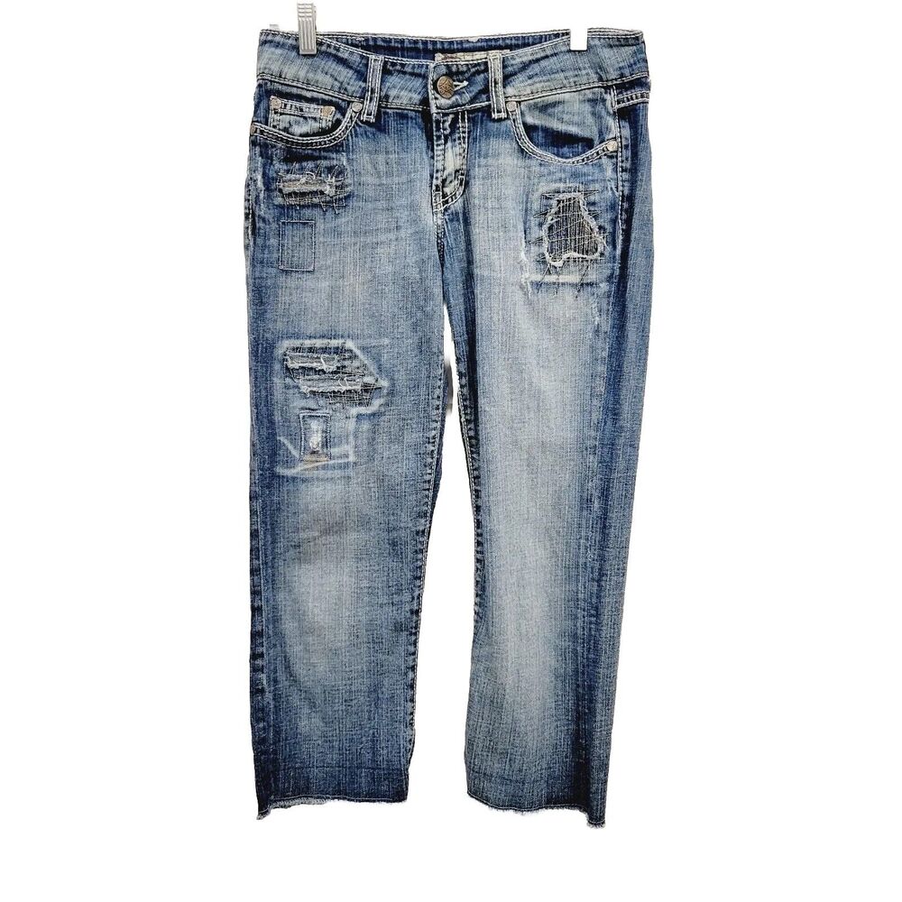 BKE Denim Blue Jeans Womens Culture Strech Size 27 x 23 Distressed